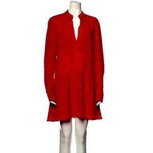 Derek Lam 10 Crosby Cold Shoulder Crew Neck Mini Dress Red Christmas Holiday Med